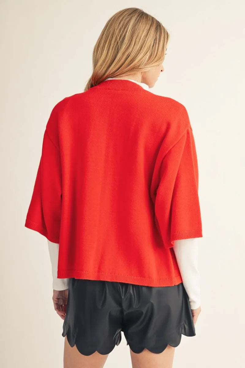Tomato Red Button down Cardigan