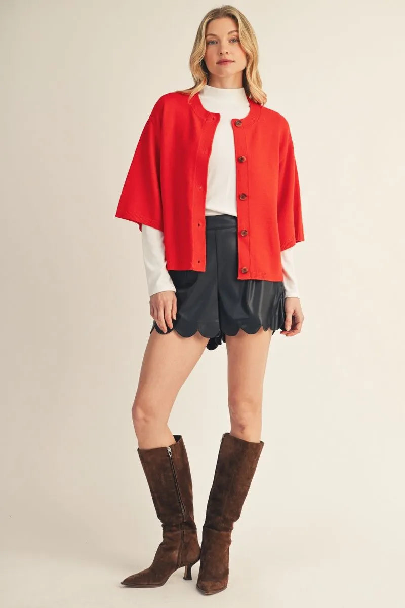 Tomato Red Button down Cardigan