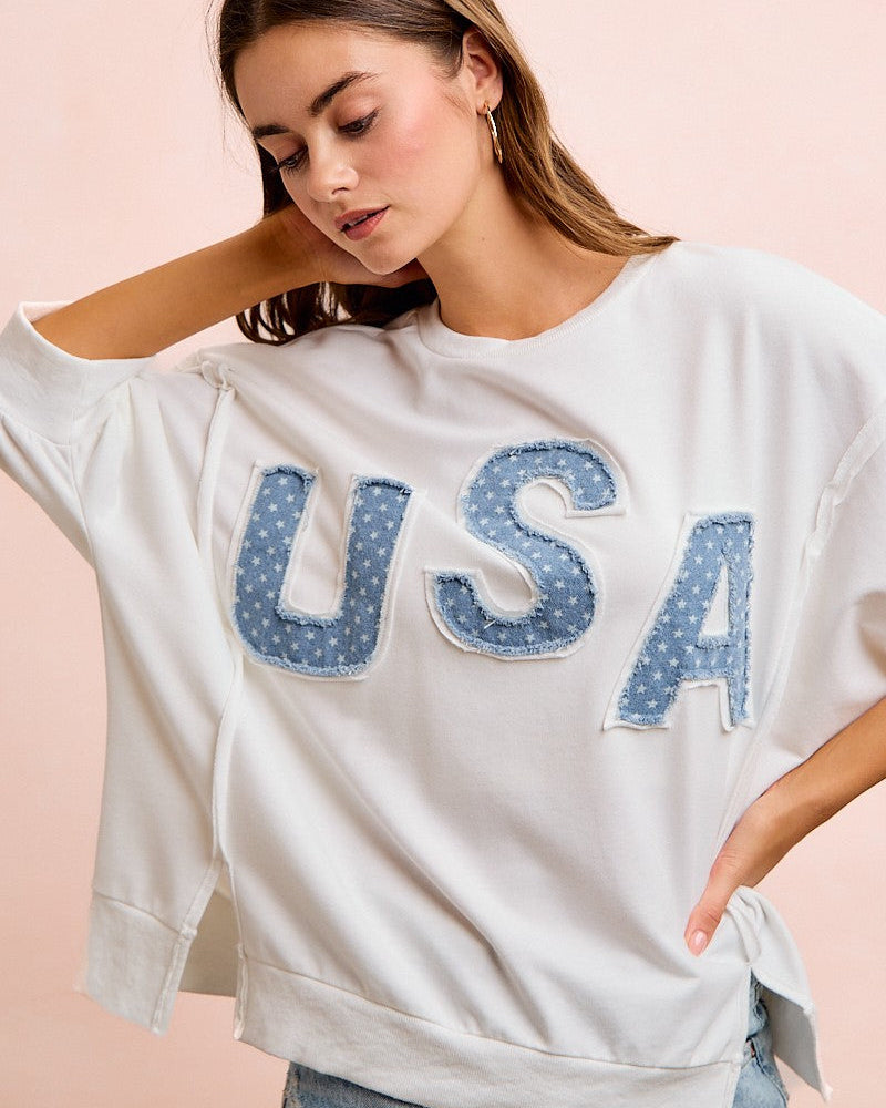 USA Letter Patchwork French Terry Top