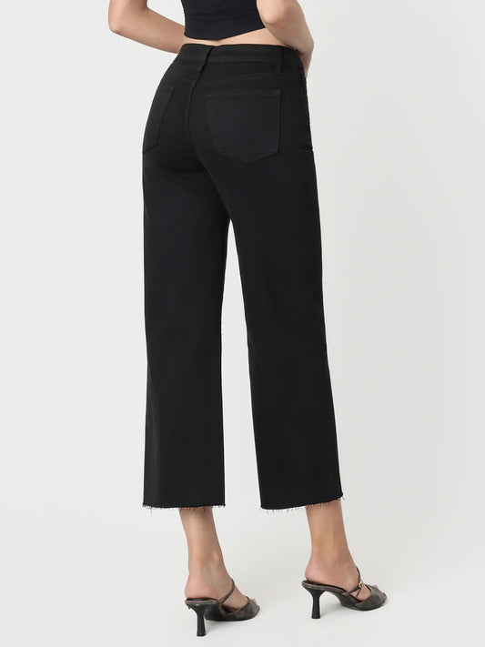 Vervet Olivia Black High Rise Black Crop Wide Leg Jeans