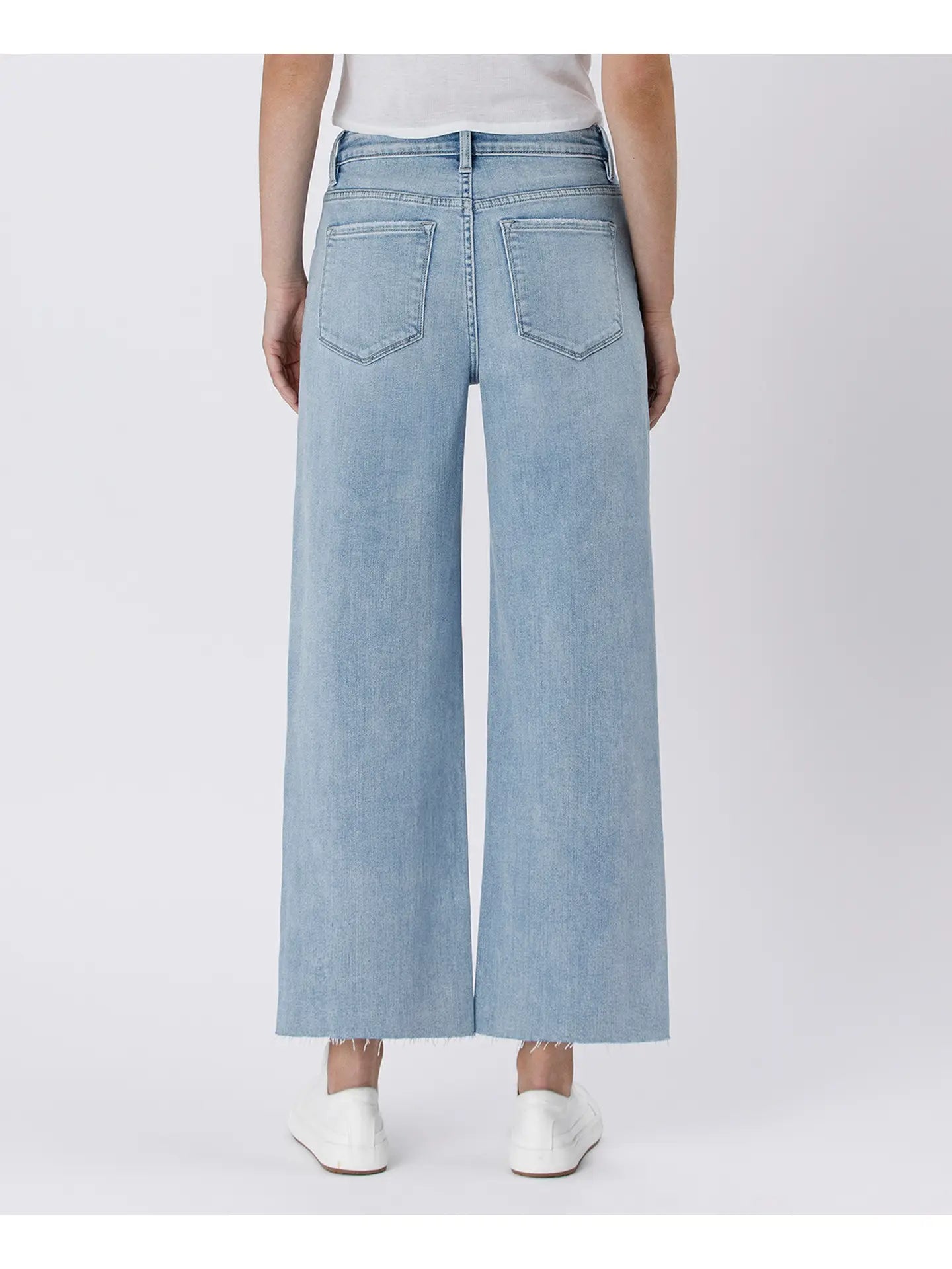 Vervet High Rise Light Wash Raw Hem Wide Leg Jeans