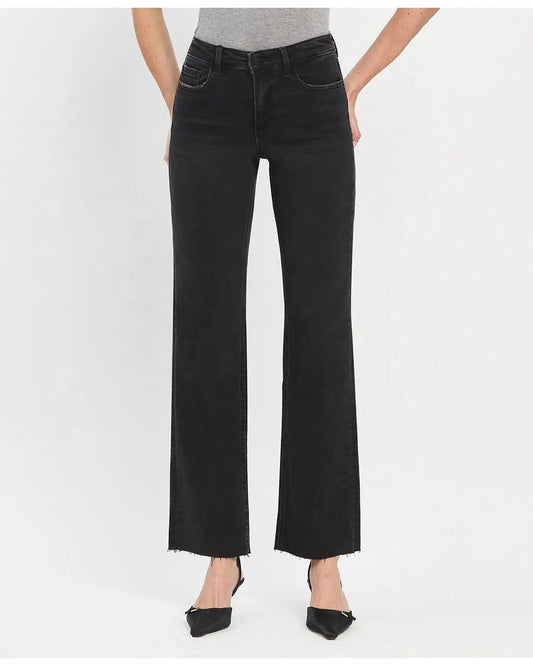 Black High Rise Slim Wide Jeans