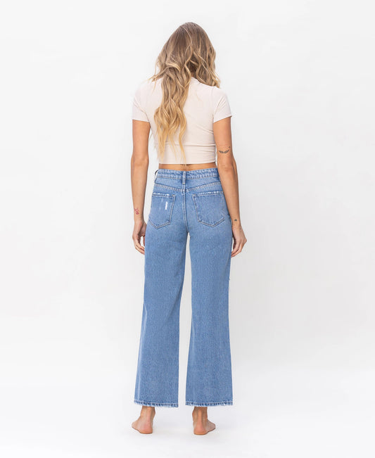 Olivia Vervet High Rise Distressed Wide Leg Jeans