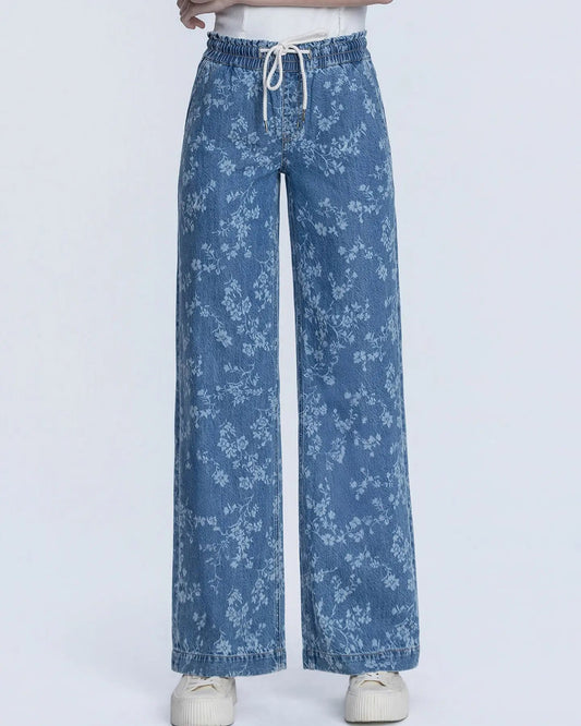 Vervet Vintage Floral Baggy Wide Leg Jeans
