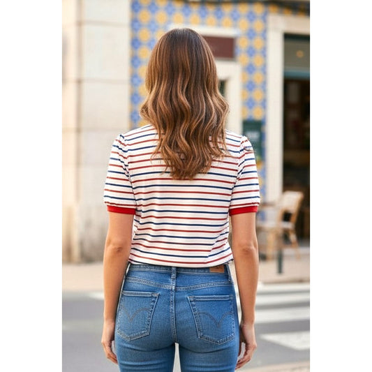 White Striped Cotton Striped Top