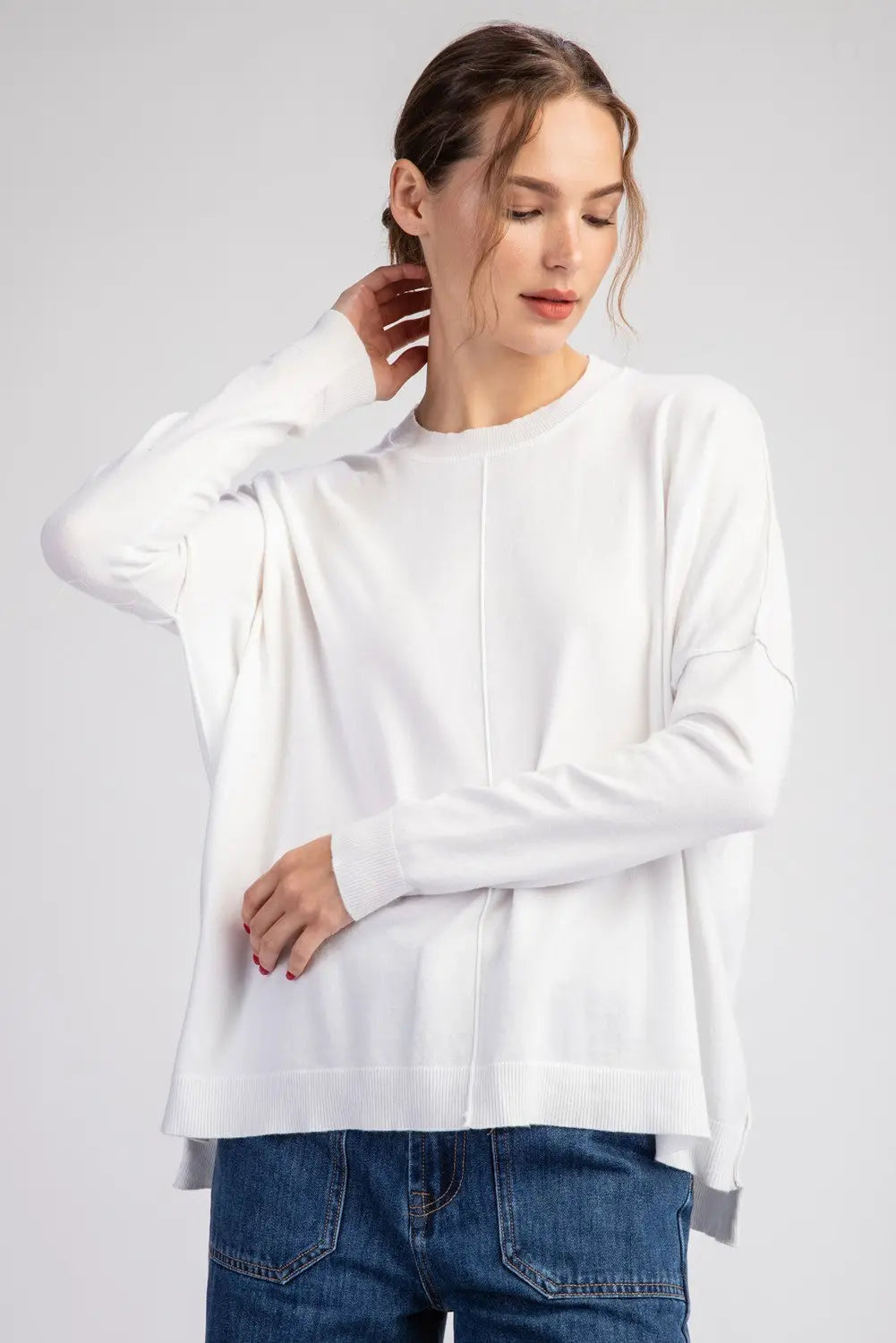 White lightweight sweater top