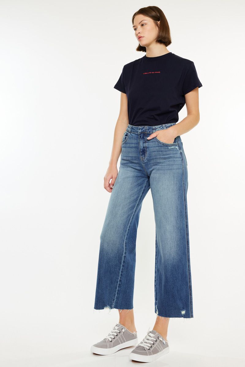 KanCan High Rise Cropped Wide Leg