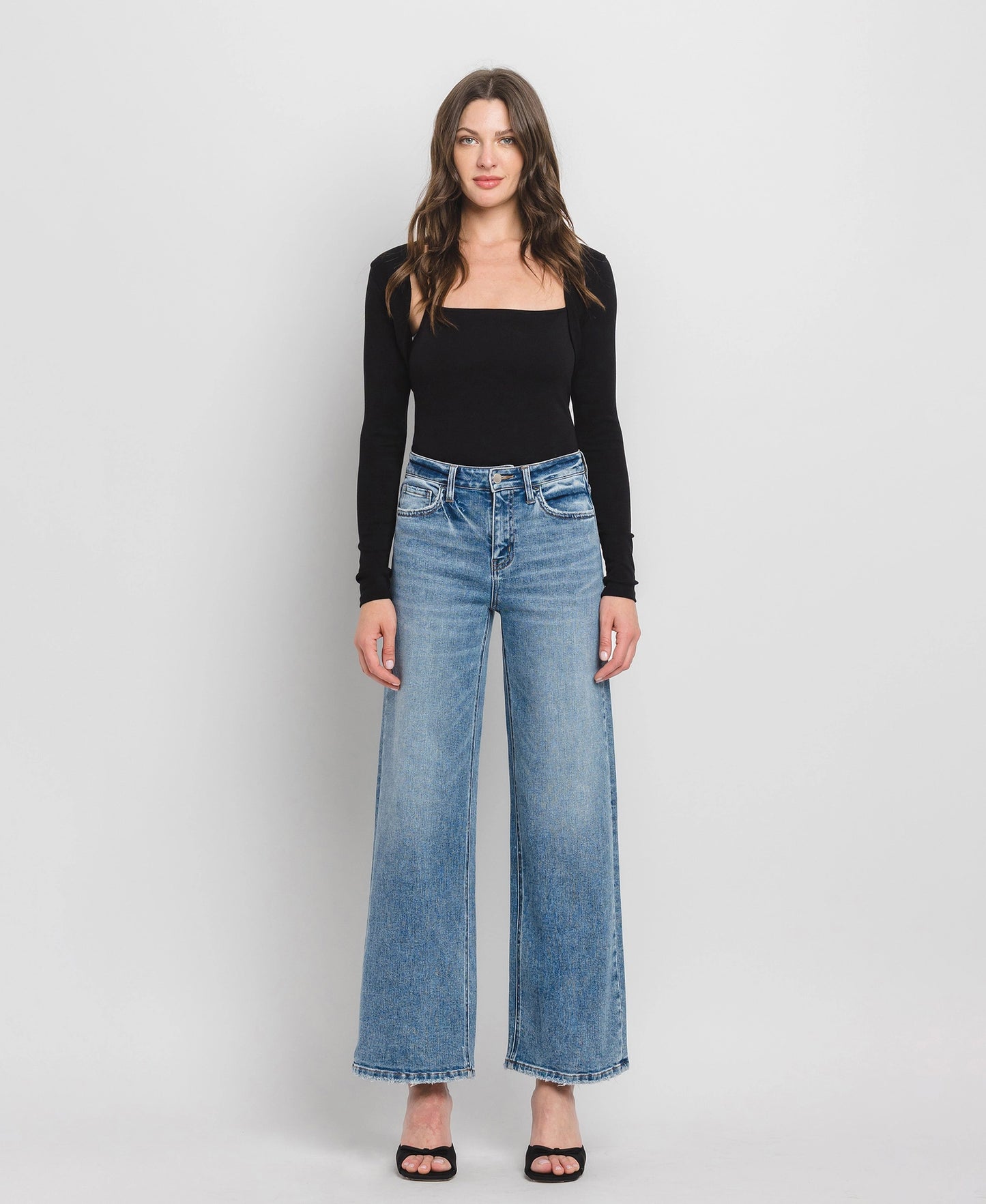 Flying Monkey High Rise Full Length Wide Leg Jeans