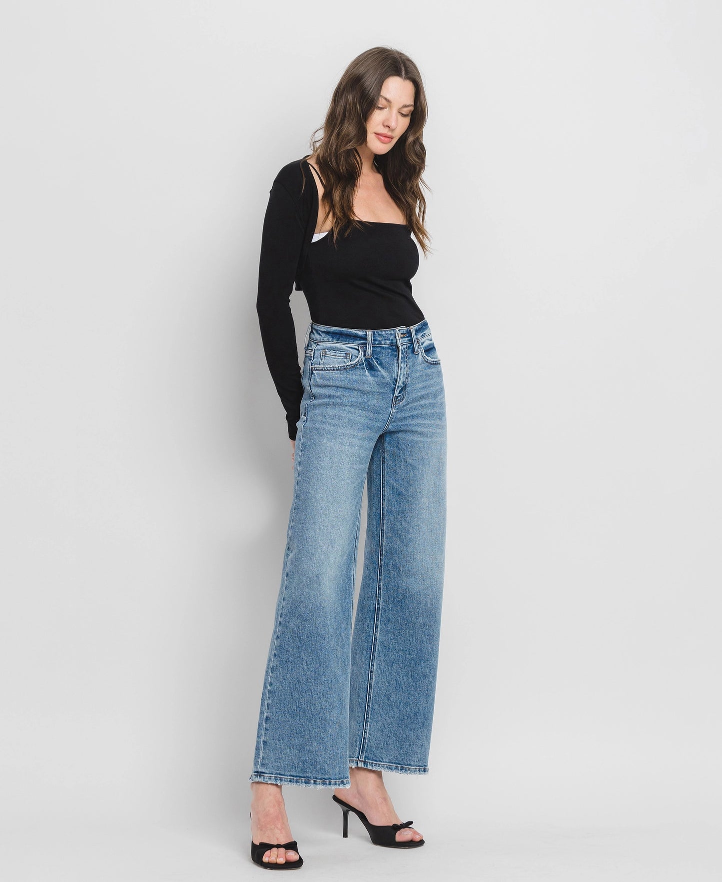 Flying Monkey High Rise Full Length Wide Leg Jeans