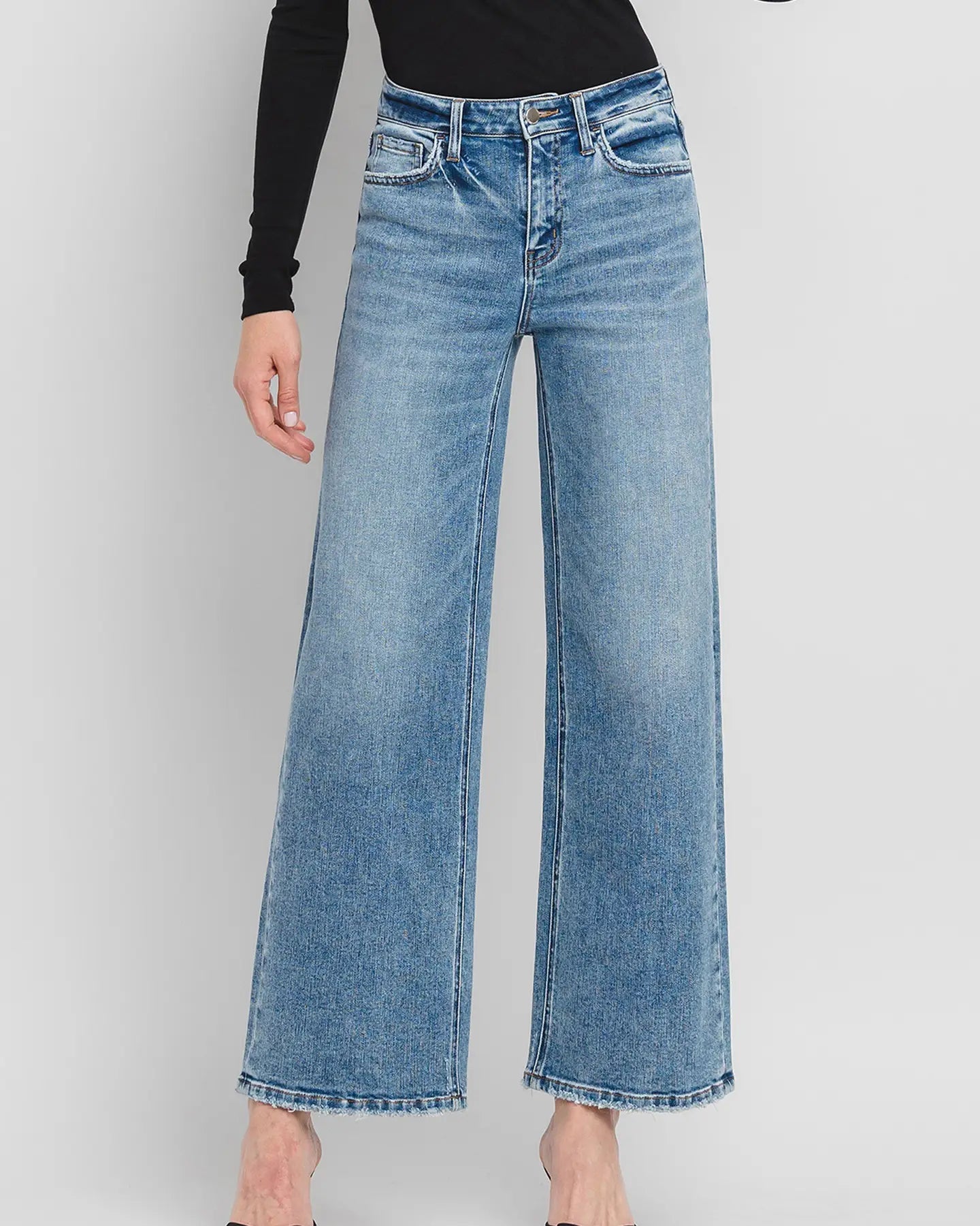 Flying Monkey High Rise Full Length Wide Leg Jeans