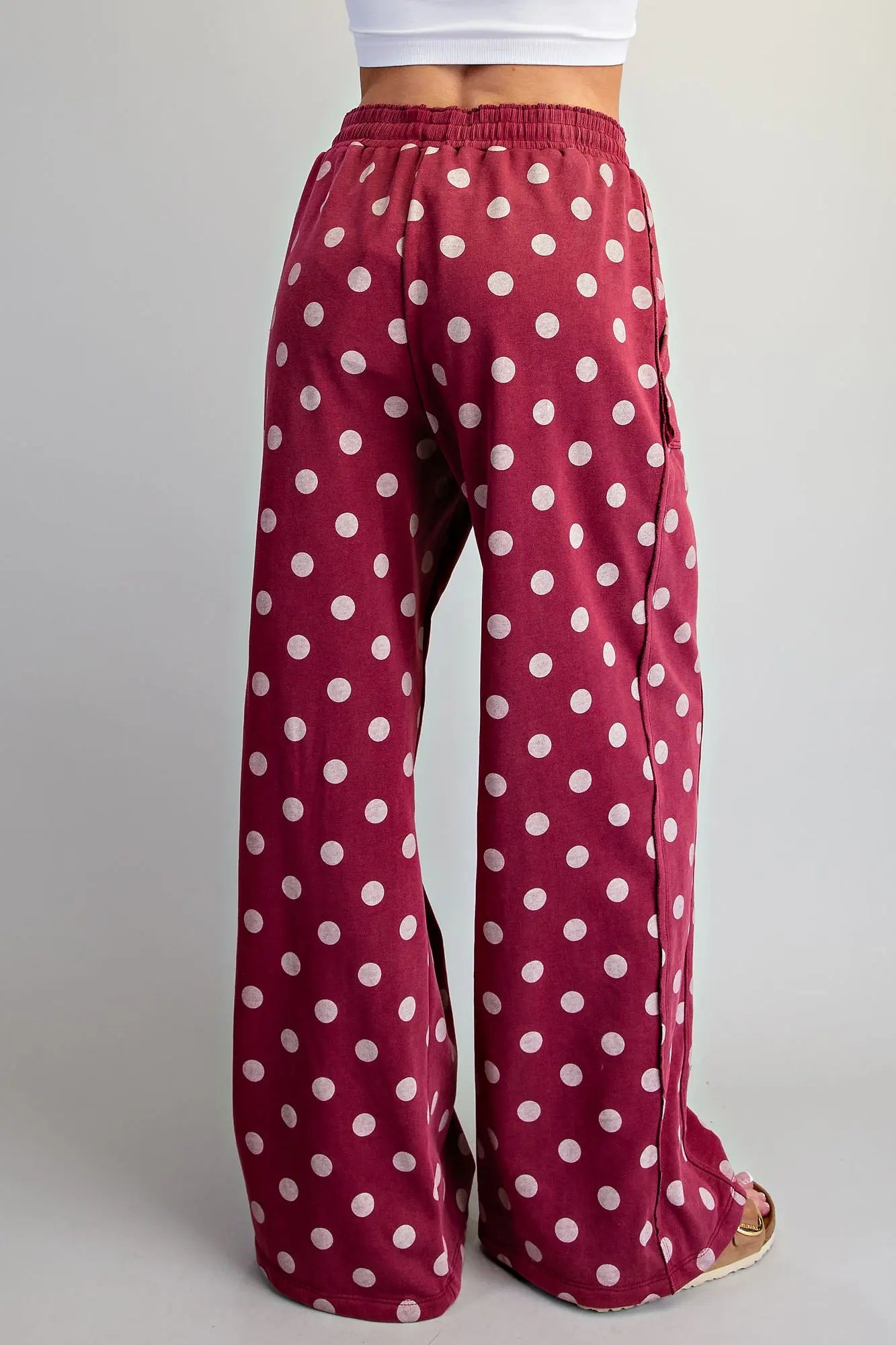 Wine Polka Dot Wide Leg Pant