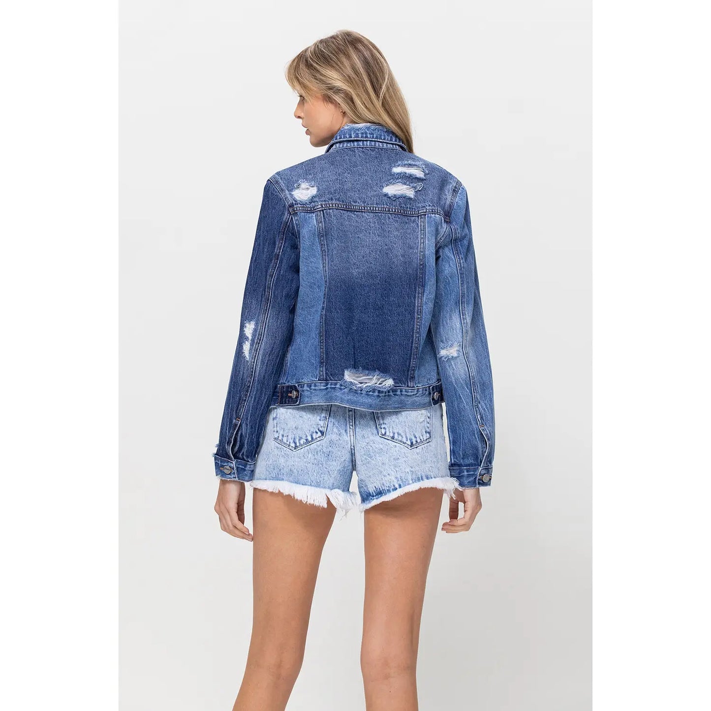 Vervet crop distressed jean jacket
