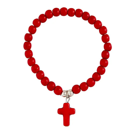 Red beaded cross bracelet