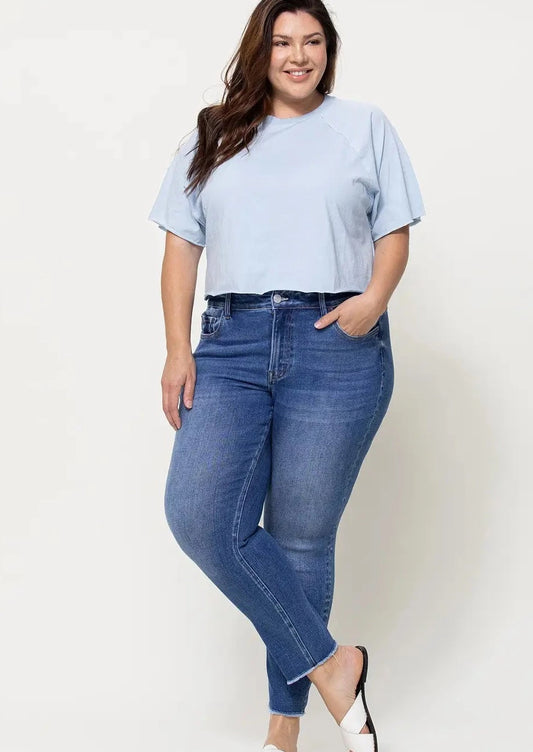 Mid rise Raw Hem Crop skinny - Plus