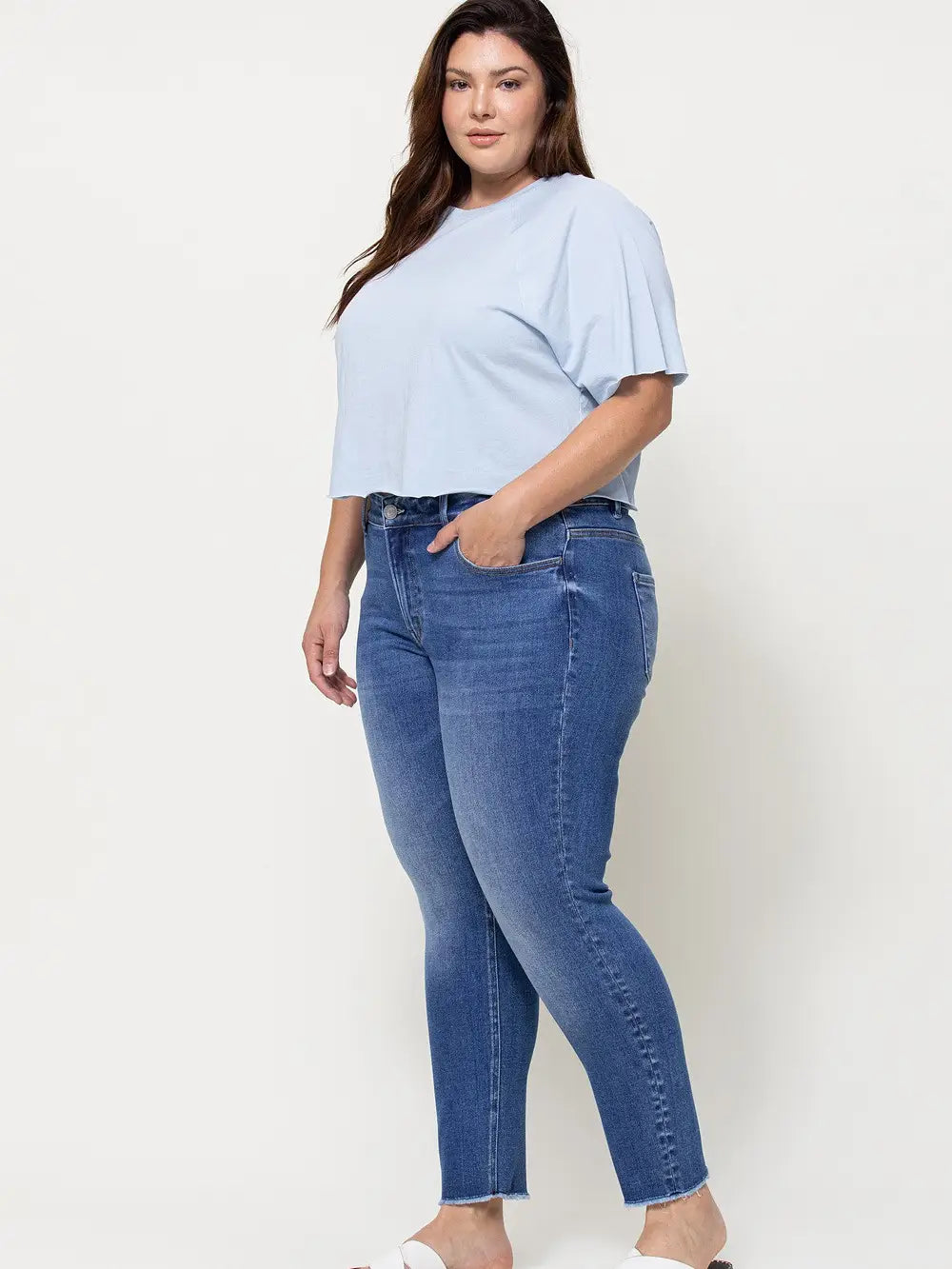 Mid rise Raw Hem Crop skinny - Plus